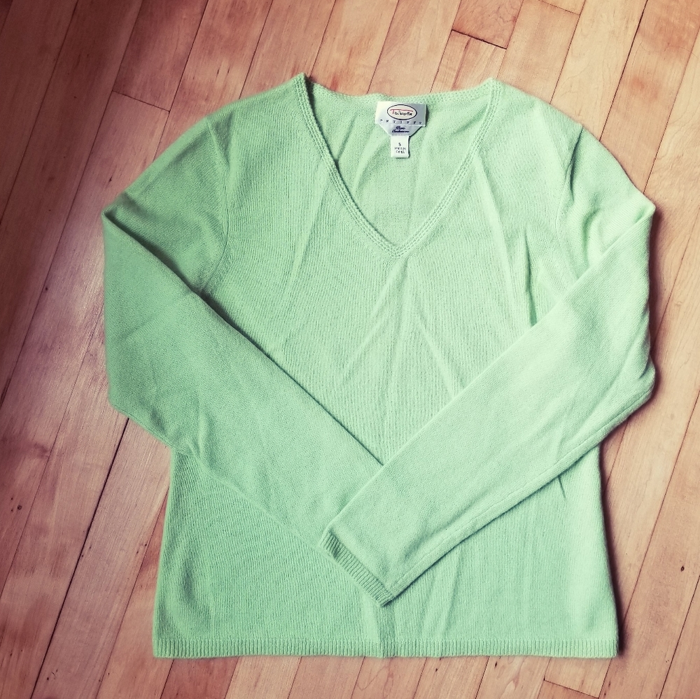 Lime Green Cashmere Tablots Petites Sweater